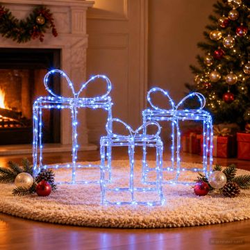 Scatole regalo di Natale luminose LOVIISA 3 pz 360 LED Blu