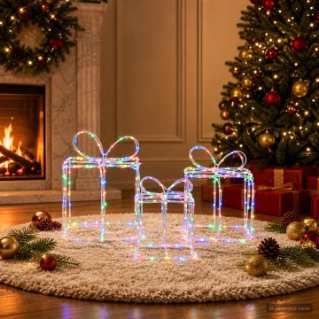 Scatole regalo di Natale luminose LOVIISA 3 pz 360 LED