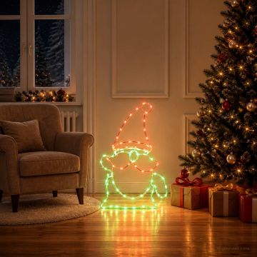 Gnomo di Natale a LED LOVIISA 80 LED Multicolore e 38 x 60 cm