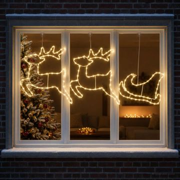 Decorazione natalizia con renna e slitta LOVIISA 180 LED