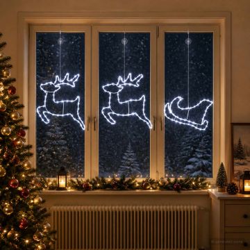 Decorazione natalizia con renna e slitta LOVIISA 180 LED
