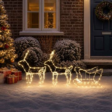 Decorazione natalizia con renna e slitta LOVIISA 240 LED