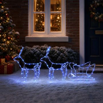 Decorazione natalizia con renna e slitta LOVIISA 240 LED Blu
