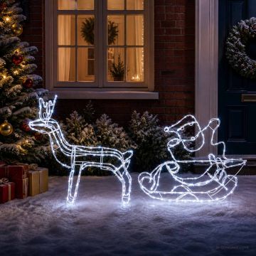 Decorazione natalizia con renna e slitta LOVIISA 320 LED