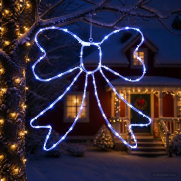 Fiocco di Natale luminoso LED LOVIISA 70 LED Blu 50 x 51 cm