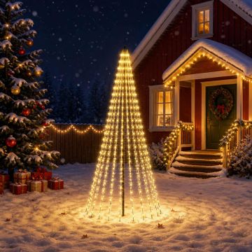 Albero di Natale LED 235 cm 500 LED Bianco caldo Ferro Nero