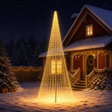 Albero di Natale LED 485 cm 1632 LED Bianco caldo Ferro Nero