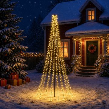 Albero di Natale LED 235 cm 1000 LED Bianco caldo Acciaio Nero