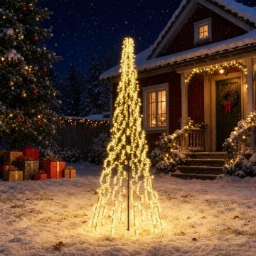 Albero di Natale LED 285 cm 1550 LED Bianco caldo Acciaio Nero