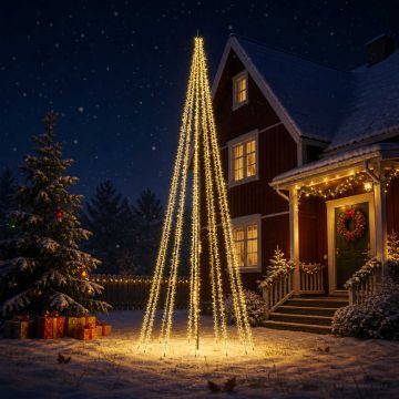 Albero di Natale LED 385 cm 2460 LED Bianco caldo Acciaio Nero