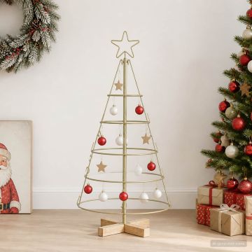 Albero a Cono di Natale KUOPIO 90 cm Acciaio Oro