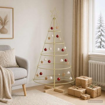 Albero a Cono di Natale KUOPIO 125 cm Acciaio Oro