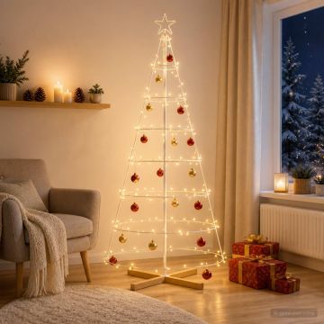 Albero a Cono di Natale KUOPIO 180 cm Acciaio Bianco