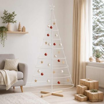 Albero a Cono di Natale KUOPIO 210 cm Acciaio Bianco