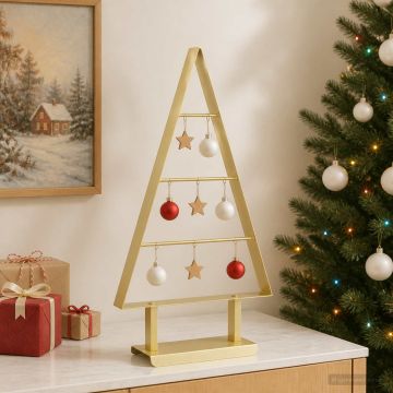 Albero di Natale in metallo KUOPIO 60 cm Acciaio Oro