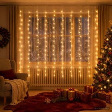 Tenda luminosa Trasparente 300 x 200 cm PVC 200 LED