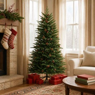 Albero di Natale Artificiale con Rami Pieghevoli 120 cm acciaio