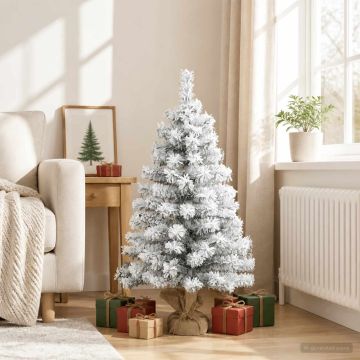 Mini albero di Natale innevato 90 cm PVC Verde e Bianco