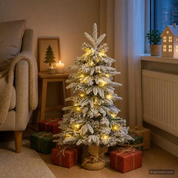 Albero di Natale Mini 90 cm 50 LED Bianco caldo PVC e PE