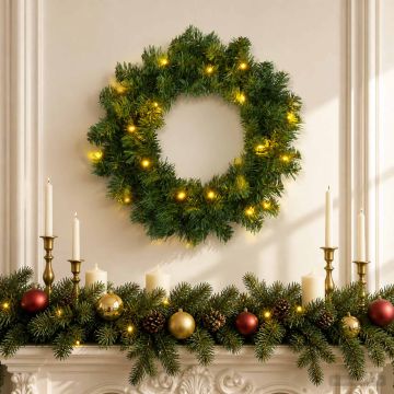 Ghirlanda di Natale Verde Ø 30 cm PVC 25 LED