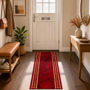 tappeto antiscivolo FLORNES Tessuto Rosso 80 x 150 cm PP 7 mm