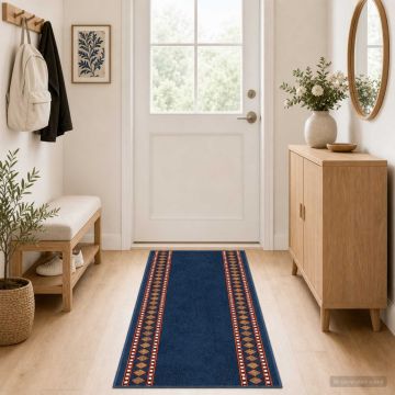 tappeto antiscivolo FLORNES Tessuto Blu 80 x 150 cm PP 7 mm