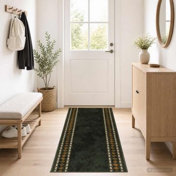 tappeto antiscivolo FLORNES Tessuto Verde 80 x 400 cm PP 7 mm