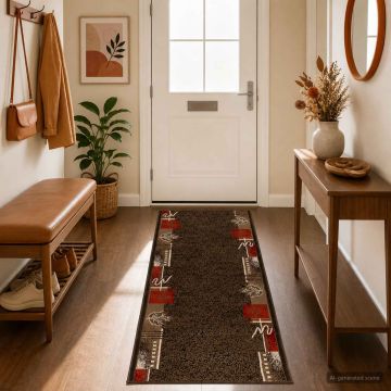 tappeto antiscivolo FLORNES Tessuto Marrone 67 x 150 cm PP 7 mm