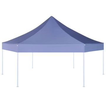 Gazebo Pieghevole Esagonale Pop-Up Blu Scuro 3,6x3,1 m