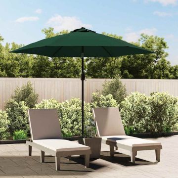 Ombrellone a Sbalzo da Giardino con LED 3 m Verde