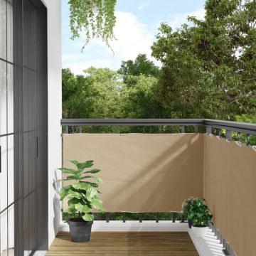 Paravento da Balcone in Tessuto Oxford 75x600 cm Beige