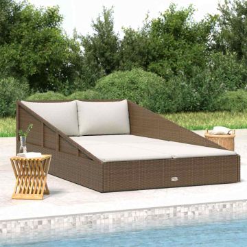 Lettino Prendisole Marrone 201x139 cm in Polyrattan