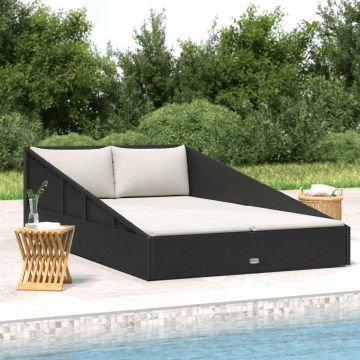 Lettino da Giardino Nero 110x200 cm in Polyrattan