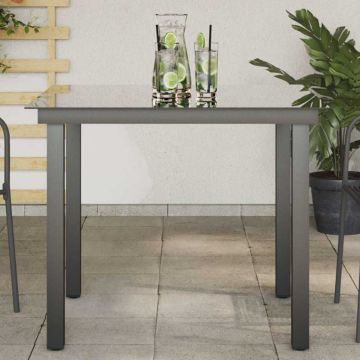 Tavolo da Giardino Nero 80x80x74 cm in Alluminio e Vetro