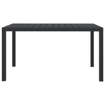 Tavolo da Giardino Nero 150x90x74 cm in Alluminio e WPC