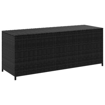 Baule da Giardino Nero 150x50x60 cm in Polyrattan