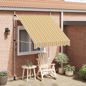 Tenda da Sole Retrattile Manuale 200 cm a Strisce Blu e Gialle