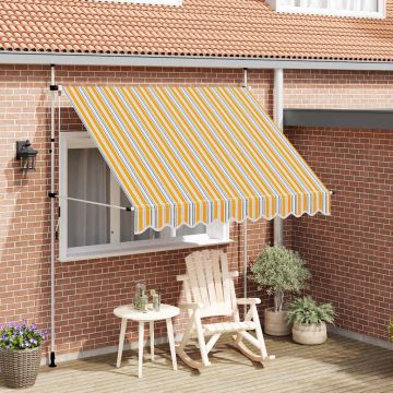 Tenda da Sole Retrattile Manuale 250 cm a Strisce Blu e Gialle