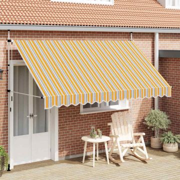 Tenda da Sole Retrattile Manuale 350 cm a Strisce Blu e Gialle