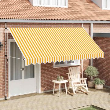 Tenda da Sole Retrattile Manuale 400cm Strisce Arancione Bianco