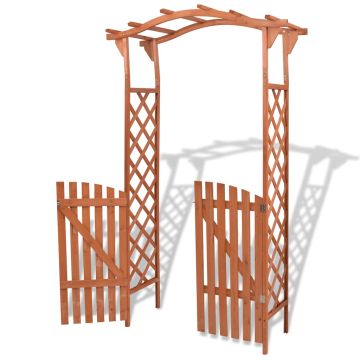 Arco da Giardino con Cancello in Legno Massello 120x60x205 cm