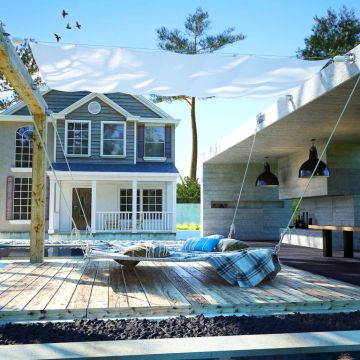 Set Completo Tenda Parasole in Tessuto Oxford 140x270 cm