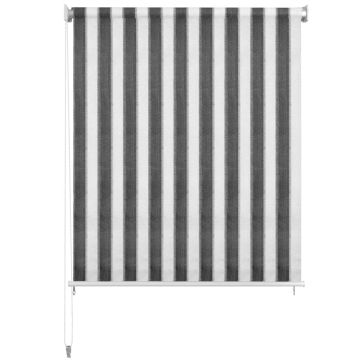 Tenda a Rullo per Esterni 350x140 cm a Strisce Antracite Bianco