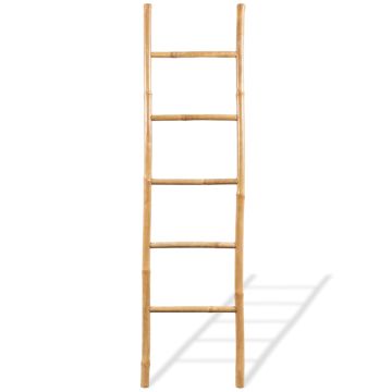 Scala Portasciugamani con 5 Pioli in Bambù 150 cm