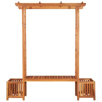Pergola da Giardino con Panca e Fioriera in Massello di Acacia
