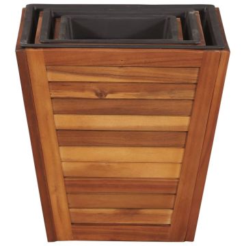 Set Letti Rialzati da Giardino 3 pz Quadrati in Legno Acacia
