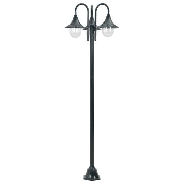 Lampione da Giardino E27 220 cm Alluminio 3 Lampade Verde Scuro