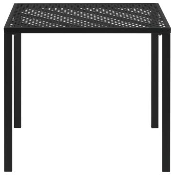 Tavolo da Giardino Nero 80x80x72 cm in Acciaio