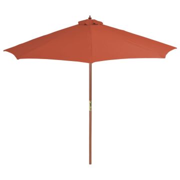Ombrellone da Esterni con Palo in Legno 300 cm Terracotta