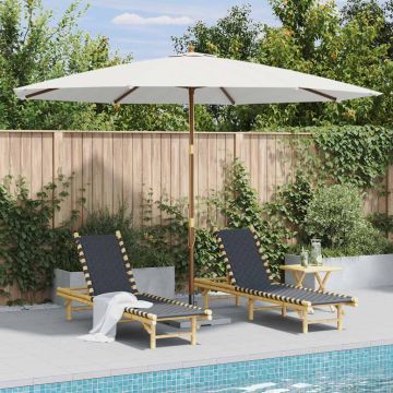 Ombrellone da Esterni con Palo in Legno 350 cm Bianco Sabbia